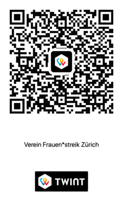 Der QR Code zum Verein Frauen*streik Zürich. mit dem Twint Logo